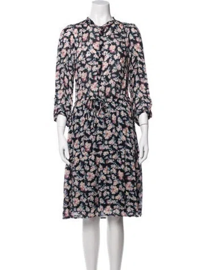 Pre-owned Gerard Darel Floral Print Knee-length Dress In Blue