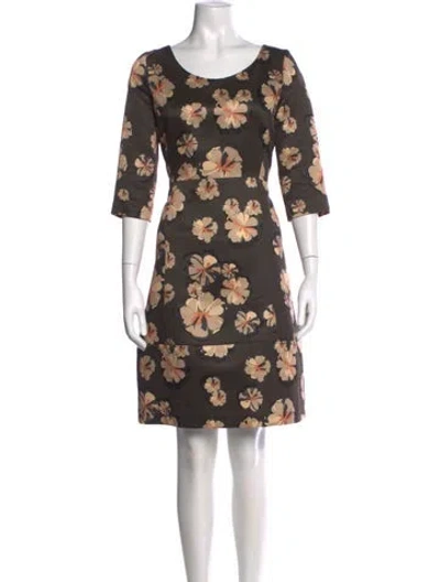 Pre-owned Gerard Darel Floral Print Knee-length Dress In Brown