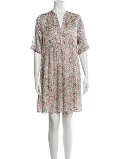 Pre-owned Gerard Darel Floral Print Knee-length Dress In White