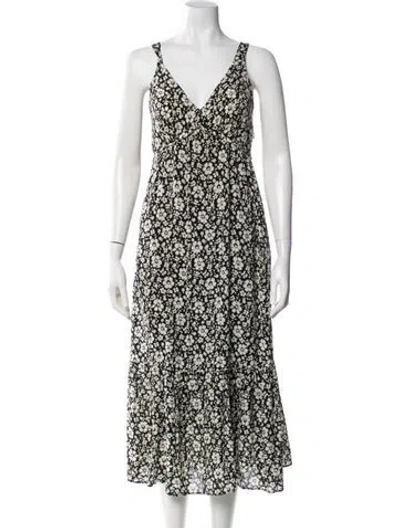Pre-owned Gerard Darel Floral Print Long Dress In Black