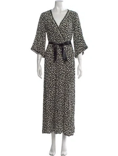 Pre-owned Gerard Darel Floral Print Long Dress In Black