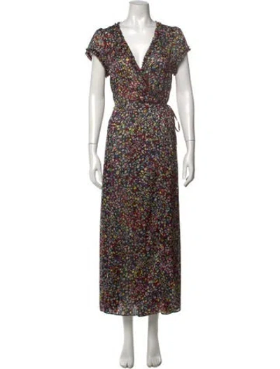 Pre-owned Gerard Darel Floral Print Long Dress In Black