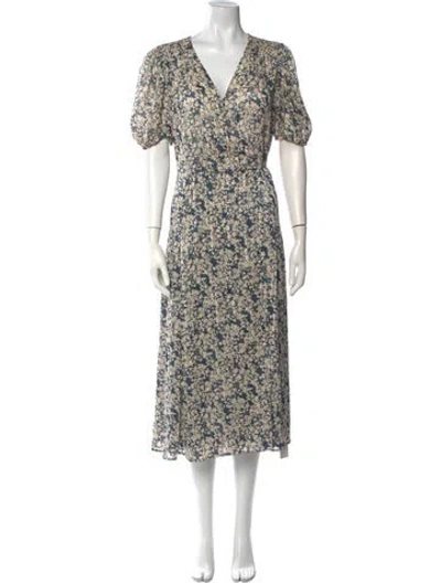 Pre-owned Gerard Darel Floral Print Long Dress In Blue