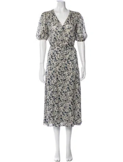 Pre-owned Gerard Darel Floral Print Long Dress In Blue