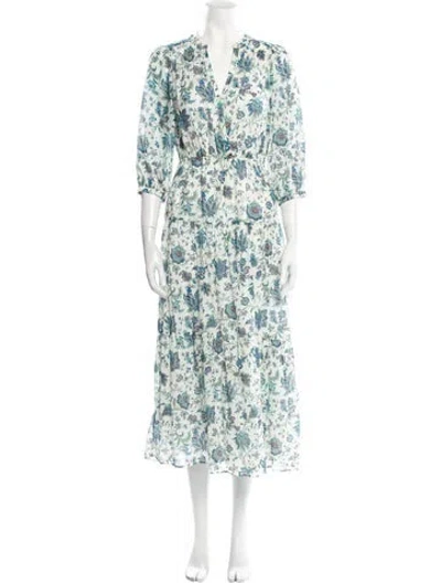 Pre-owned Gerard Darel Floral Print Long Dress In Green