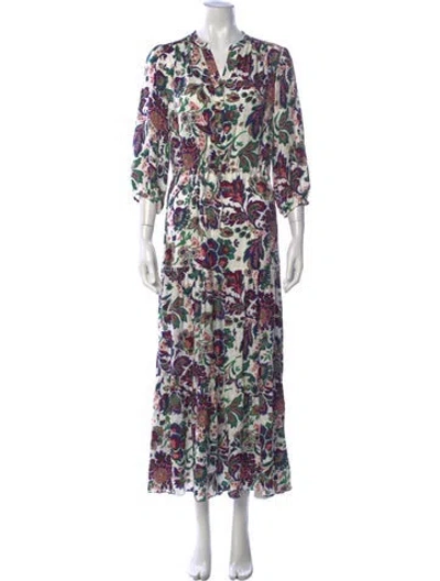 Pre-owned Gerard Darel Floral Print Long Dress In Neutrals