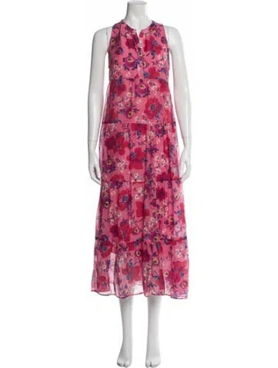 Pre-owned Gerard Darel Floral Print Long Dress In Pink