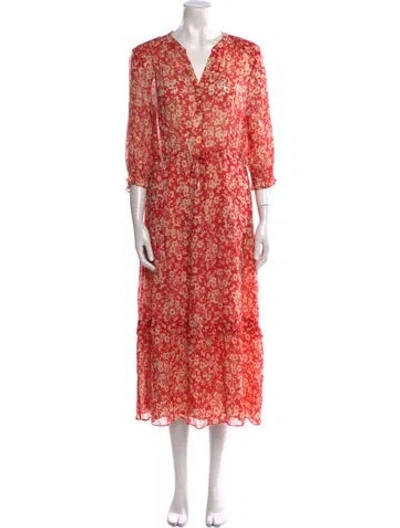 Pre-owned Gerard Darel Floral Print Long Dress In Red