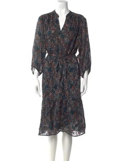 Pre-owned Gerard Darel Floral Print Midi Length Dress In Black