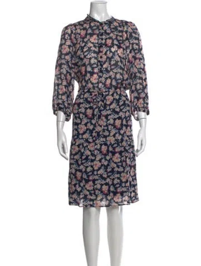 Pre-owned Gerard Darel Floral Print Midi Length Dress In Blue