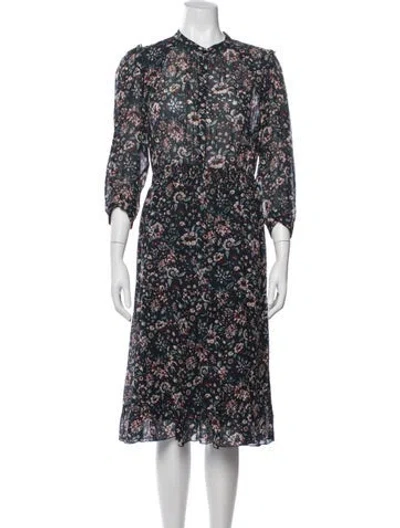 Pre-owned Gerard Darel Floral Print Midi Length Dress In Blue