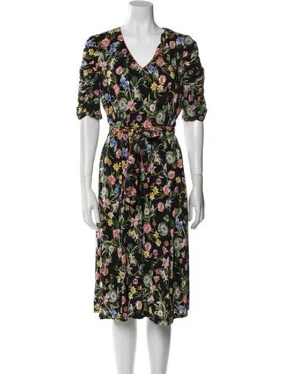 Pre-owned Gerard Darel Floral Print Midi Length Dress In Green