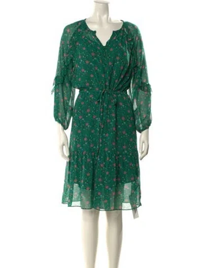 Pre-owned Gerard Darel Floral Print Midi Length Dress In Green