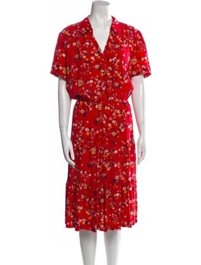 Pre-owned Gerard Darel Floral Print Midi Length Dress In Red