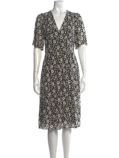 Pre-owned Gerard Darel Floral Print Midi Length Dress W/ Tags In Blue