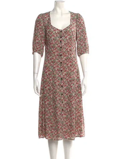 Pre-owned Gerard Darel Floral Print Midi Length Dress In White