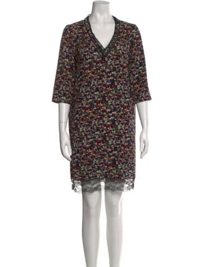 Pre-owned Gerard Darel Floral Print Mini Dress In Black