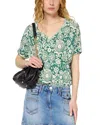 Gerard Darel Graciella Linen And Cotton Tee In Blue