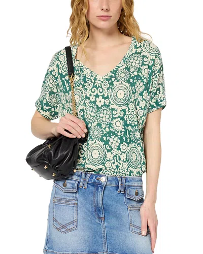 Gerard Darel Graciella Linen And Cotton Tee In Blue