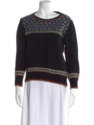 Pre-owned Gerard Darel Graphic Print Scoop Neck Sweater In Black