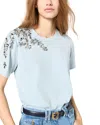 Gerard Darel Gwenn Embellished Tee In Blue