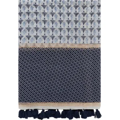 Gerard Darel Hand Printed Silk Blend Scarf In Blue
