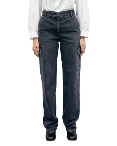 Gerard Darel Ibory Mid Rise Cargo Jeans In Charcoal In White