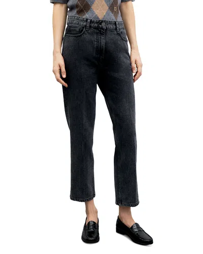 Gerard Darel Irma High Rise Straight Jeans In Charcoal In Black