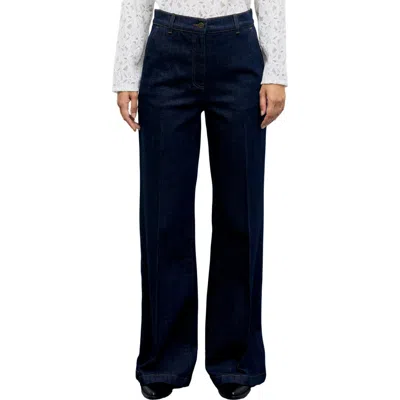Gerard Darel Ivy Mid Rise Wide Leg Trousers In Blue