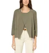 Gerard Darel Janel Open Front Jacket In Khaki Green