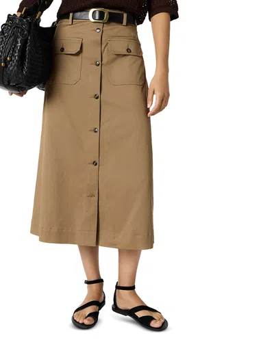 Gerard Darel Jasmina Button Front Skirt In Brown