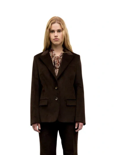 Gerard Darel Jem Two Button Peak Lapel Jacket In Brown