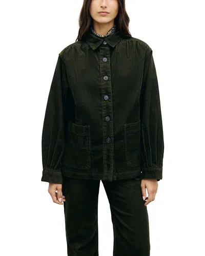 Gerard Darel Jena Cotton Stretch Corduroy Overshirt In Green