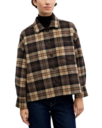 Gerard Darel Josia Printed Button Front Shacket In Brown