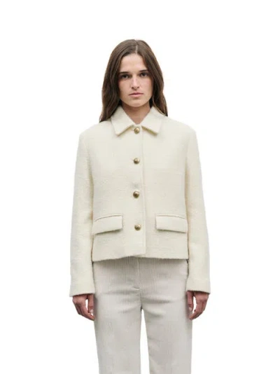 Gerard Darel Judit Cropped Tweed Jacket In Neutral