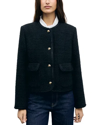 Gerard Darel Judye Tweed Button Front Jacket In Black