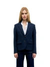 Gerard Darel Juliet Herringbone Two Button Notch Collar Jacket In Blue