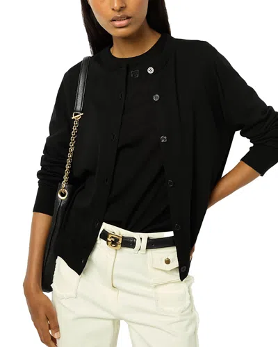 Gerard Darel Justine Merino Wool Cardigan In Black