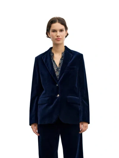 Gerard Darel Jyna Velvet Suit Blazer In Blue