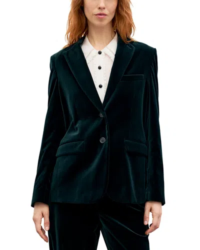Gerard Darel Jyna Velvet Two Button Notch Collar Jacket In Green