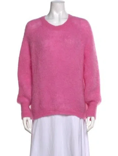 Pre-owned Gerard Darel Kid Mohair Crew Neck Sweater In Pink