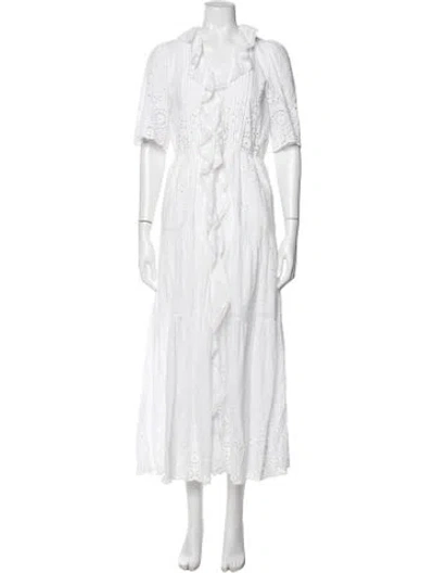 Pre-owned Gerard Darel Lace Pattern Long Dress In White
