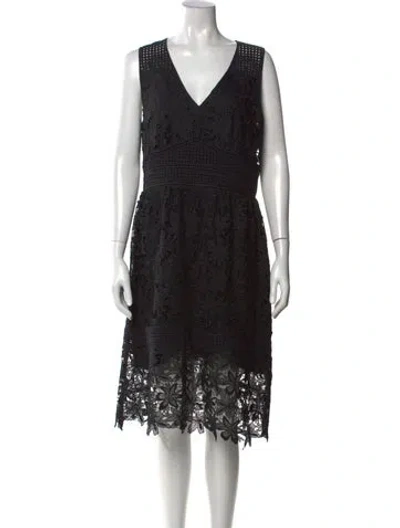 Pre-owned Gerard Darel Lace Pattern Midi Length Dress In Black