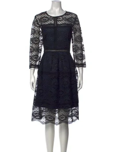 Pre-owned Gerard Darel Lace Pattern Midi Length Dress In Black