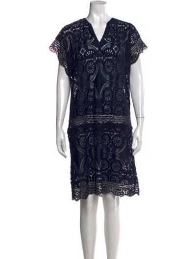 Pre-owned Gerard Darel Lace Pattern Mini Dress In Blue