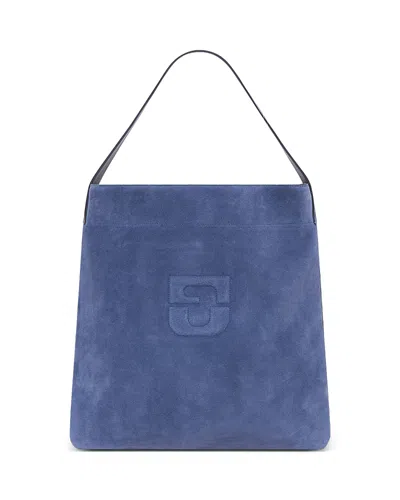 Gerard Darel Lady Suede Hobo Bag In Blue