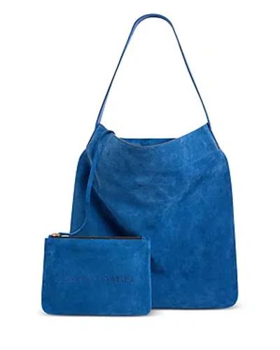 Gerard Darel Lady Suede Hobo Bag In Blue