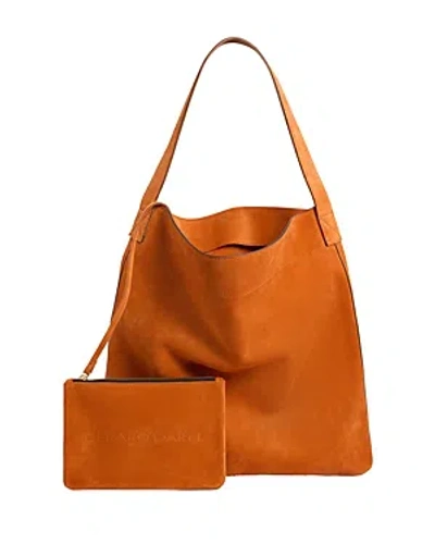 Gerard Darel Lady Suede Hobo Bag In Orange