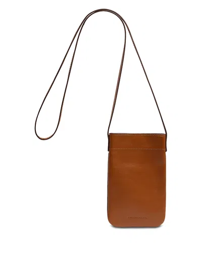Gerard Darel Ladyphone Leather Crossbody In Cognac