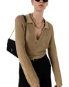 Gerard Darel Lailah Polo Collar Pullover In Brown